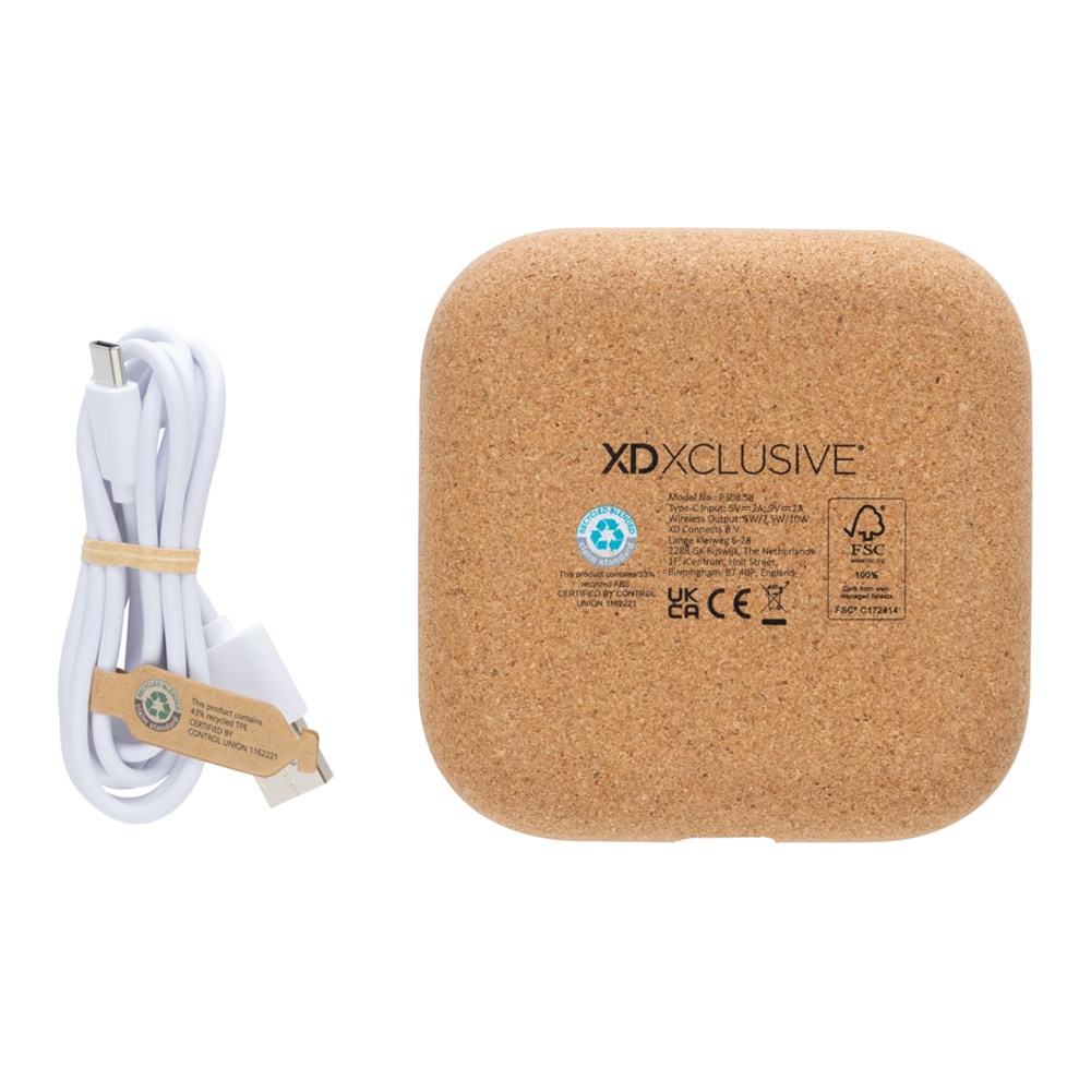 Oregon Wireless-Charger aus RCS recyc. Kunststoff & Kork